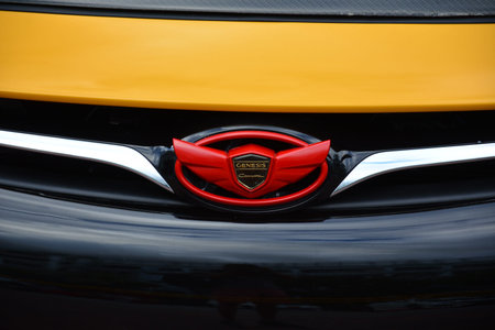 MANILA, PH - NOVEMBER 10 - Hyundai genesis coupe emblem at Transknight transport show on November...