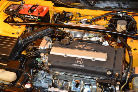 PASAY, PH - MAY 25 - Honda civic motor engine at 25th Trans Sport Show on May 25, 2019 in Pasay,...