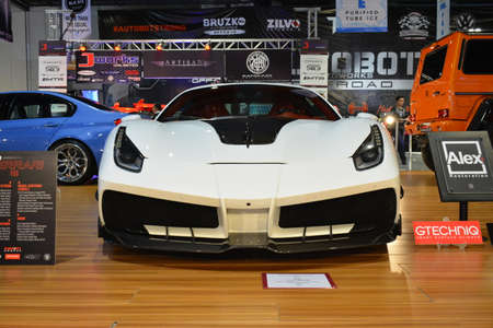 PASAY, PH - MAY 25 - 2018 Ferrari 488 gtb at 25th Trans Sport Show on May 25, 2019 in Pasay, Philippines.のeditorial素材