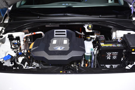 PASAY, PH - APR 7 - Hyundai ionic electric engine at Manila International Auto Show on April 7, 2019...