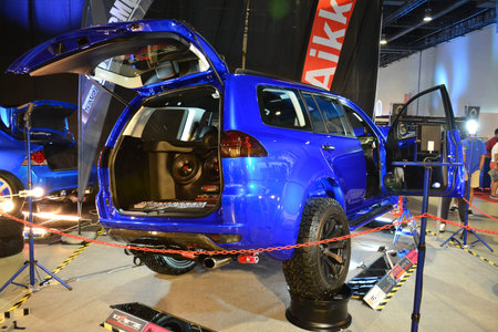 PASAY, PH - NOV 30 - Mitsubishi montero suv at Manila Auto Salon car show on November 30, 2018 in...
