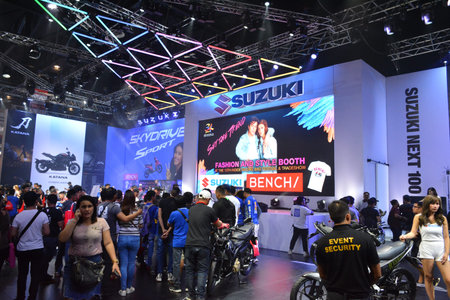 PASAY, PH - MAR 24 - Suzuki motorcycle sign and booth at Inside Racing Motor Bike Festival and Trade...