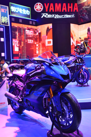 PASAY, PH - MAR 24 - Yamaha r3 motorcycle at Inside Racing Motor Bike Festival and Trade Show on...