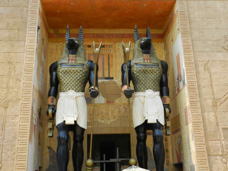 SENTOSA, SG - APR 4 - Revenge of the mummy statue creatures at Universal Studios Singapore on April 4, 2012 in Sentosa, Singapore.のeditorial素材