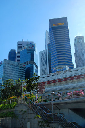 SINGAPORE - APR 4 - Fullerton road with surrounding buildings on April 4, 2012 in Singapore.