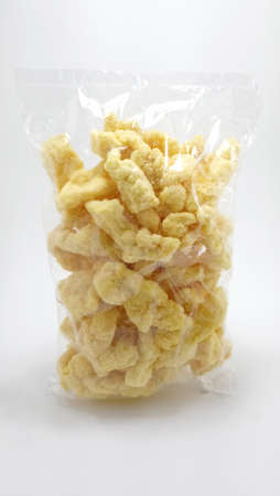 Fish crackers junk food small pack snack in the Philippinesの写真素材