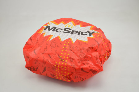 MANILA, PH - JUNE 26 - Mcdonalds Mcspicy chicken burger on June 26, 2020 in Manila, Philippines.
