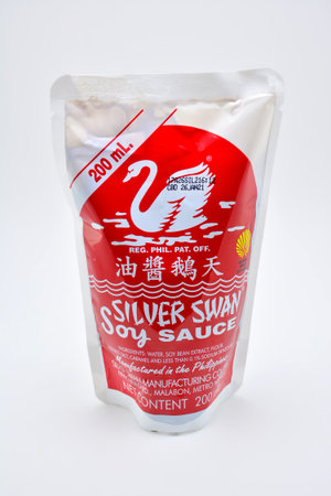 QUEZON CITY, PH - JULY 8 - Silver swan soy sauce pack on July 8, 2020 in Quezon City, Philippines.