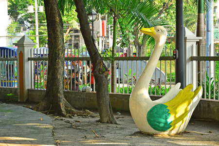 MANILA, PH - SEPT 8 - Children playground swan statue on September 8, 2018 in Manila, Philippines.のeditorial素材