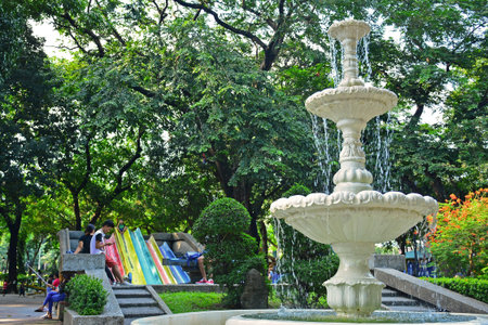 MANILA, PH - SEPT 8 - Children playground water fountain on September 8, 2018 in Manila,...