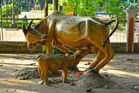 MANILA, PH - SEPT 8 - Children playground tamaraw statue on September 8, 2018 in Manila, Philippines.のeditorial素材