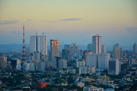 QUEZON CITY, PH - JAN 31 - Quezon city overview during afternoon sunset on January 31, 2019 in Quezon City, Philippines.のeditorial素材