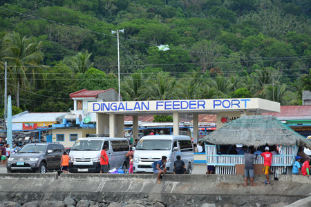 AURORA, PH - APRIL 21 - Dingalan feeder port facade on April 21, 2019 in Aurora, Philippines.のeditorial素材