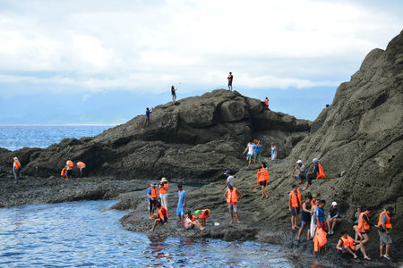 AURORA, PH - APRIL 21 - People gather at Danao beach resort on April 21, 2019 in Dingalan, Aurora,...