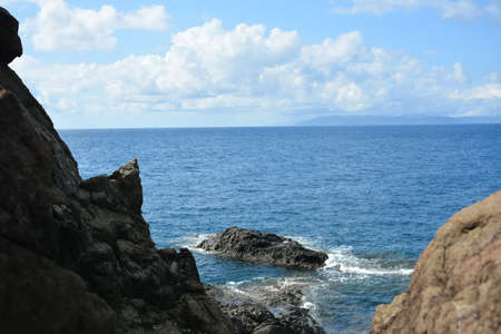 Danao beach resort rock formation and sea water in Dingalan, Aurora, Philippinesの写真素材