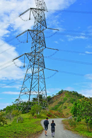 RIZAL, PH - MAR 31 - Tall electric tower at Masungi Georeserve on March 31, 2018 in Baras, Rizal, Philippines.のeditorial素材