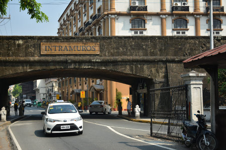 MANILA, PH - APR 7 - Intramuros entrance arch on April 7, 2019 in Manila, Philippines.のeditorial素材