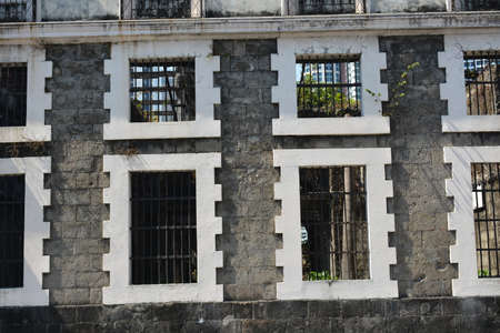 MANILA, PH - APR 7 - Aduana (customs house) abandoned building facade at Intramuros on April 7, 2019 in Manila, Philippines.のeditorial素材