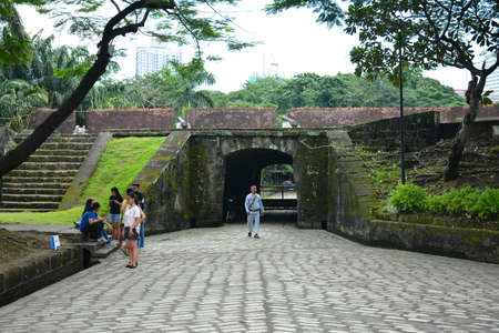 MANILA, PH - OCT. 5 - Puerta del Parian tunnel and rampart at Intramuros walled city on October 5, 2019 in Manila, Philippines.のeditorial素材