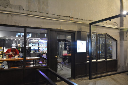 MANILA, PH - FEB 8 - Specialty coffee shop facade at First united building on February 8, 2020 in Escolta, Manila, Philippines.のeditorial素材