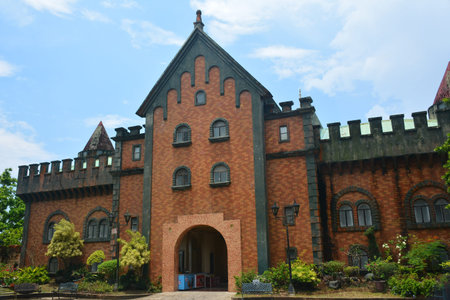BATANGAS, PH - MAY 4 - Fantasy world theme park castle facade on May 4, 2019 in Batangas,...