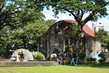 MANILA, PH - OCT 20 - Saint Pancratius Chapel facade at Paco Park on October 20, 2018 in Manila, Philippines. Paco Park is a recreational garden and was once a cemetery during Spanish periodのeditorial素材