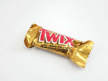 MANILA, PH - SEPT 7 - Twix cookie, caramel and chocolate candy bar on September 7, 2020 in Manila, Philippines.のeditorial素材
