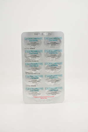 MANILA, PH - SEPT 10 - Calcium carbonate calcimate supplement blister foil pack on September 10, 2020 in Manila, Philippines.のeditorial素材
