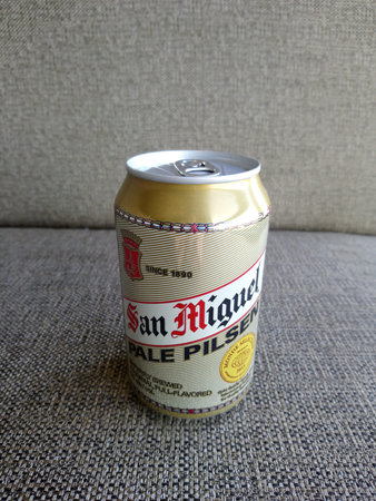 MANILA, PH - OCT 11 - San miguel pale pilsen beer can on October 11, 2020 in Manila, Philippines.