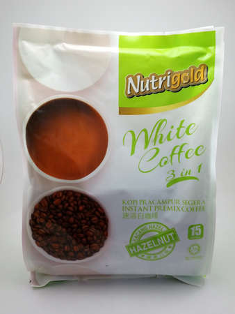 MANILA, PH - OCT 27 - Nutrigold white coffee 3 in 1 hazelnut flavor on October 27, 2020 in Manila, Philippines.のeditorial素材