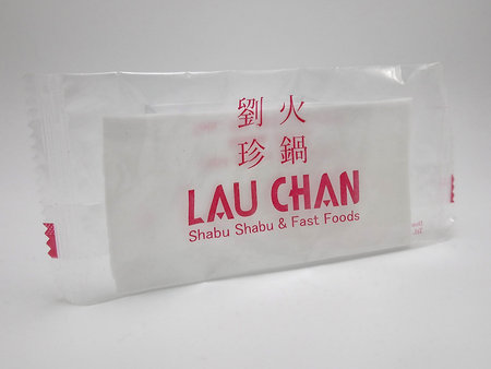 MANILA, PH - NOV 11 - Lau chan shabu shabu and fast foods wet napkin on November 11, 2020 in Manila,...