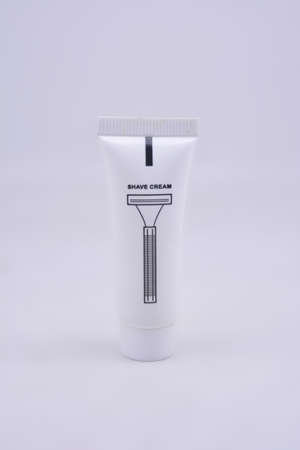 White small shaving cream squeeze tube for hotel complimentariesの写真素材