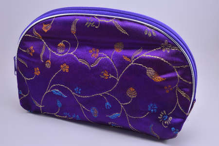 Purple fabric pouch use to put small items insideの写真素材