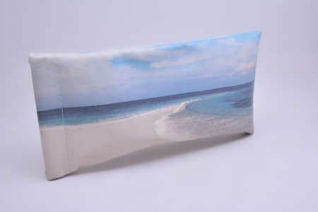 Beach print sunglass leather case use to put shades inside when not in useの写真素材