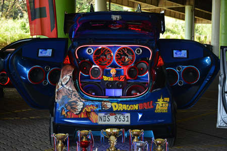 MARIKINA, PH - NOV 8 - Hyundai eon car sound speaker set up at Wild Rides car show on November 8, 2021 in Marikina, Philippines.のeditorial素材