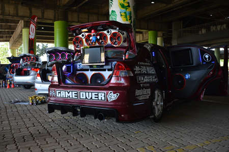 MARIKINA, PH - NOV 8 - Honda civic car sound speaker set up at Wild Rides car show on November 8, 2021 in Marikina, Philippines.のeditorial素材