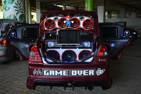 MARIKINA, PH - NOV 8 - Honda civic car sound speaker set up at Wild Rides car show on November 8, 2021 in Marikina, Philippines.のeditorial素材