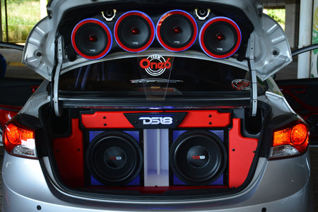 MARIKINA, PH - NOV 8 - Hyundai elantra car sound speaker set up at Wild Rides car show on November 8, 2021 in Marikina, Philippines.のeditorial素材