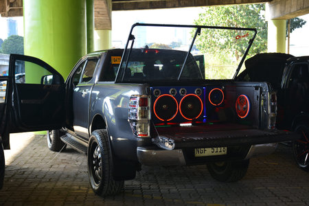 MARIKINA, PH - NOV 8 - Toyota hilux car sound speaker set up at Wild Rides car show on November 8,...
