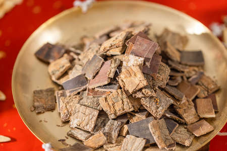 Chinese herbal medicine Eucommia barkの写真素材