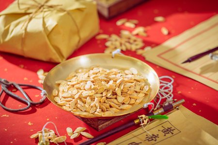 Astragalus, an ancient traditional Chinese medicine herbal medicine, is placed on the weighing panの写真素材