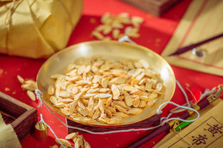 Astragalus, an ancient traditional Chinese medicine herbal medicine, is placed on the weighing panの写真素材
