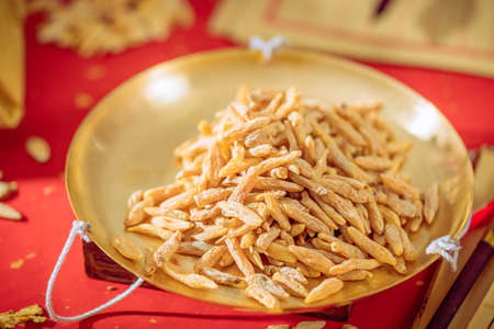 Ancient Chinese herbal medicine Ophiopogon japonicusの写真素材