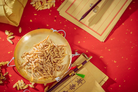 Ancient Chinese herbal medicine Ophiopogon japonicusの写真素材