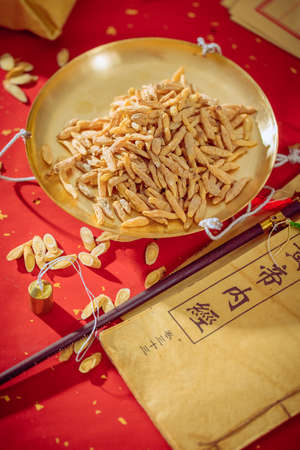 Ancient Chinese herbal medicine Ophiopogon japonicusの写真素材