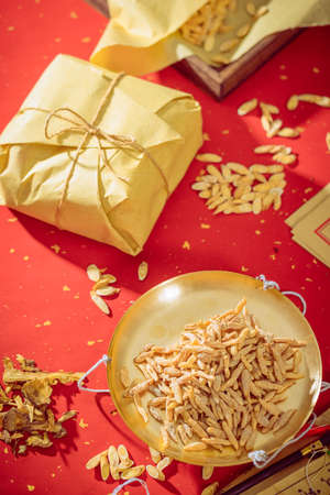 Ancient Chinese herbal medicine Ophiopogon japonicusの写真素材