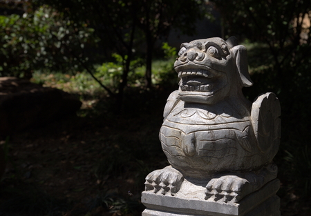 ancient Chinese stone carving animalの写真素材