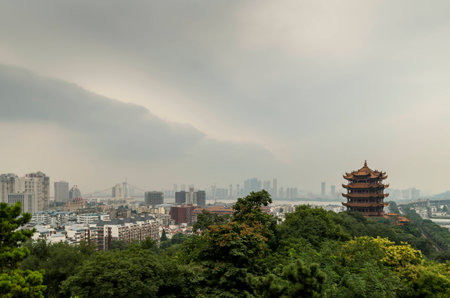 view of the Yellow Crane Tower Park, Wuhan city, Chinaのeditorial素材