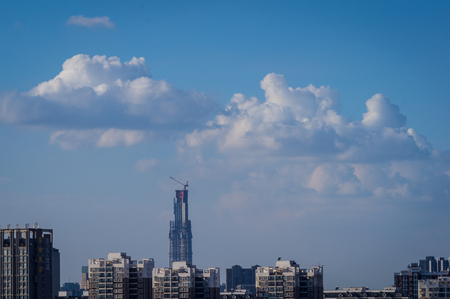 Clouds above the city buildingsのeditorial素材