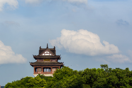The white clouds Pavilion in Yellow Crane Tower Parkのeditorial素材